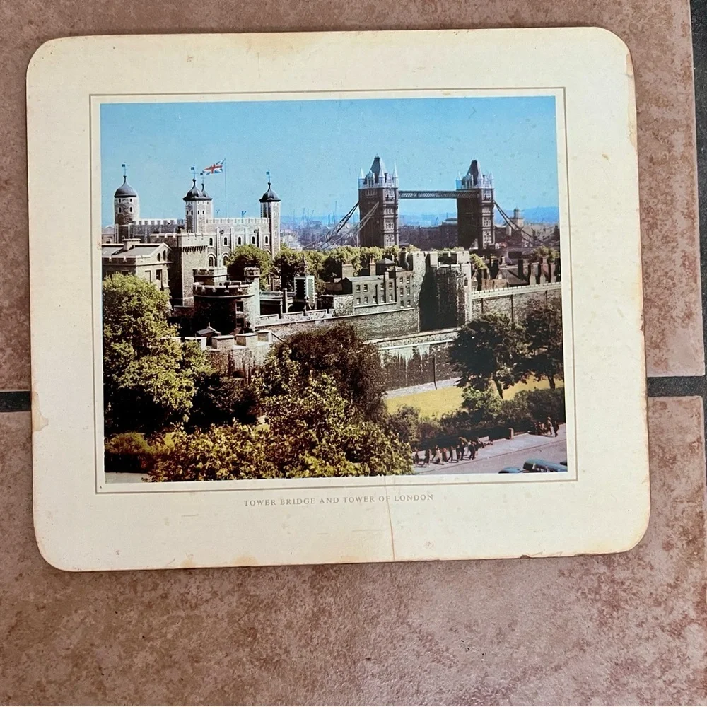 Vintage Coaster Set with Scenic Prints 6.5/7 Inch